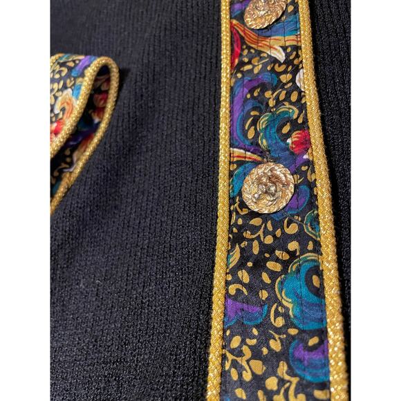 VTG Anne Crimmins for Umi Collections Black Floral Pleated Silk Skirt Set Med 10 - Picture 6 of 16